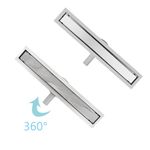 2 In 1 Linear Shower Drain Stainless Steel Wetroom Channel Drain 360 Rotation
