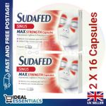 Sudafed Sinus Max Strength - Capsules. 2 pack X 16 ***Free UK Postage***