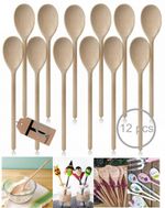 12" Wooden Cooking Spoons Beechwood Spoon 3,6,12,24,48,96 Qty's Craft Wholesale 