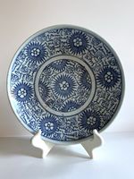Antique Chinese Blue & White Porcelain Plate 9" Qing Dynasty Hand Painted Floral