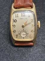 Vintage Hamilton Boulton B Men's Watch 14K Gold Filled Art Deco Curved - RUNNING