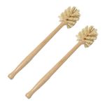 2Pcs Cleaning Brush Large Long Handled Beech Timber Bottle Brush Toilet Brush PN