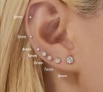Pair Genuine 925 Sterling Silver Plated Zirconia Stud Earrings Small Round CZ UK