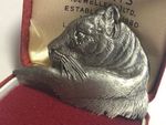 Large Vintage Art Deco Style SILVER TIGER BROOCH Pendant Shawl Pin Jewellery