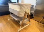 Mamas and Papas Lua Bedside Crib Fawn with Mattress Used Great Condition