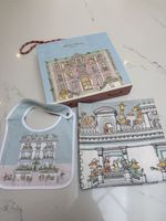 ATELIER CHOUX Harrods Cotton Townhouse Blanket, Bib and Bag Baby Gift Set - NEW 