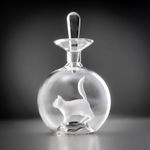 Vintage Hand Blown Glass Perfume Bottle Frosted Cat Interior Figure