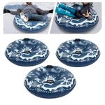 3 Pieces 40in Snow Sleds for Kids and Adult PVC Ski Circle Inflatable Sled