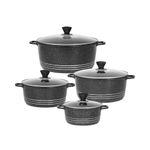 4PC Die Cast Induction Casserole Stockpot Non Stick Cookware Pan Pot Set