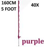 40 x 5ft (160cm) Electric Fence Purple Poly Posts Stakes tape rope horse paddock