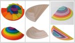Set Of 11 Wooden Semi Circles Rainbow/Wooden Varnished/Pastel Art Design Paint