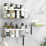 KEGII Shower Caddy Organiser with Soap Holder, Shelf No 3, Silver 