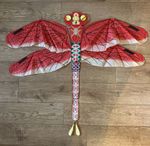 Vintage Chinese Hand Painted Silk Bamboo Dragonfly Kite Jumbo 111cm Beijing Box
