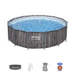 Bestway Steel Pro MAX 14ft Above Ground Pool Set, Wood Print, Brown