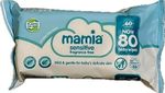 Mamia Baby Wipes Sensitive Fragrance Free Mild & Gentle Fresh Clean Skin (1x80)
