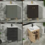 500mm Floor Standing Bathroom Vanity Unit Cabinet with 2 Doors & Mid-Edge Basin