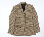 Zara Woman Brown Check Double-Breasted Blazer Size L