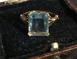 Vintage Style Jewellery Aquamarine Ring 18K Gold Plated