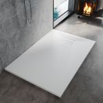 Square Shower Tray Anti-slip Slate Effect With Free Waste Optional Drain Trap