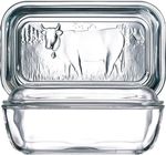 Luminarc Clear Tempered Glass Butter Dish Storage Embossed Cow Cover Lid 17cm