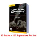 100 BCW Golden Age Comic Book Hard Plastic Topload Holders rigid toploaders