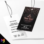 Custom Clothing Swing Tags Cards Printing | Black Rose Gold Glitter Style Design