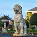 Large Bloodhound Garden Sculpture - Cream Cast Iron Garden Sculpture