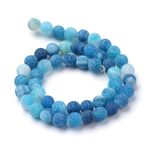 Frosted Agate Gemstone Beads - 8mm - Natural Dyed Blue Round Crackle Crystals