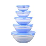 Glass Bowls Set 5-Piece with Lids Mixing Salad Soups Food Storage Containers
