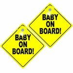 2x Baby on Board Signs for Car Kids And Baby Safety Warning with Suction Cups