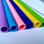 Reusable Straight Silicone Straws & Cleaning Brush UK Milkshake Smoothie Width