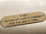 WW1 Commemorative  Plaque - E35 action off cape ST.Vincent 1918