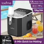 12KG/Day Ice Maker Machine Countertop 6Min Fast Ice Making Self-Cleaning 2 Sizes