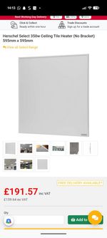 Herschel Select 350w Ceiling Tile Heater (No Bracket) 595mm x 595mm