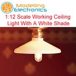 1:12 Scale Working Ceiling Light With A White Shade Dolls House Miniature DE049B