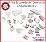 Square White Gutter 114mm Guttering & 65mm Downpipe Fittings Rainwater