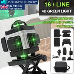 16 Line Laser Level Self Leveling Green Cross Line Rotary Measure Tool +2Battery