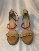 Acne Studios Tan Leather Heeled Sandals EU 39 Red Straps Made in Italy