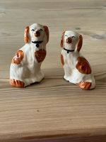Breage? Pottery Vintage Staffordshire style ceramic Spaniels 4” and 3 1/2 “