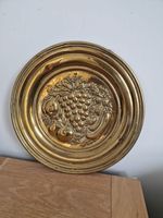 Vintage Brass Wall Charger – Fruit Pattern  – Embossed Decorative Plate 30cm Dia