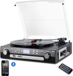 Bluetooth Record Player with Stereo Speakers Turntable for Vinyl to MP3
