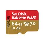 SanDisk Extreme Plus microSDXC 64GB UHS-1 U3 V30 A2 MICRO SD