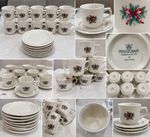 Pfaltzgraff Red Ribbons Christmas 8 Cups 8 Saucers Holiday Bow Coffee Set