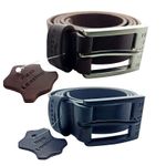 CRUDE EXCHANGE Mens Black Brown Trouser Jeans Real Genuine Leather Belts 26"-64"