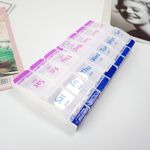 Large Button Open 14 Slot Weekly Pill Box Colourful Tablet Storage Case Medicine