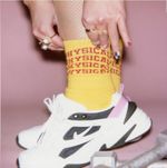 Dua Lipa Merch-Yellow Crew Socks featuring -Physical Logo Ankle Size EU 36-44