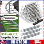 15/30/45PCS 7" 8" Heavy Duty Trampoline Springs Galvanised Replacement + T-Hook