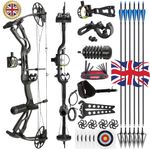 70lb 320FPS Speed Hunting Compound Bow Set ArmGuard Carbon Arrows Feathers Sight
