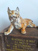 Vintage Ceramic Lynx Wild Bob Cat Mid Century Figurine