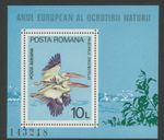 ROMANIA 1980 superb U/M MS 10 L. Birds - Rosa Pelikan (Pelecanus onocrotalus)